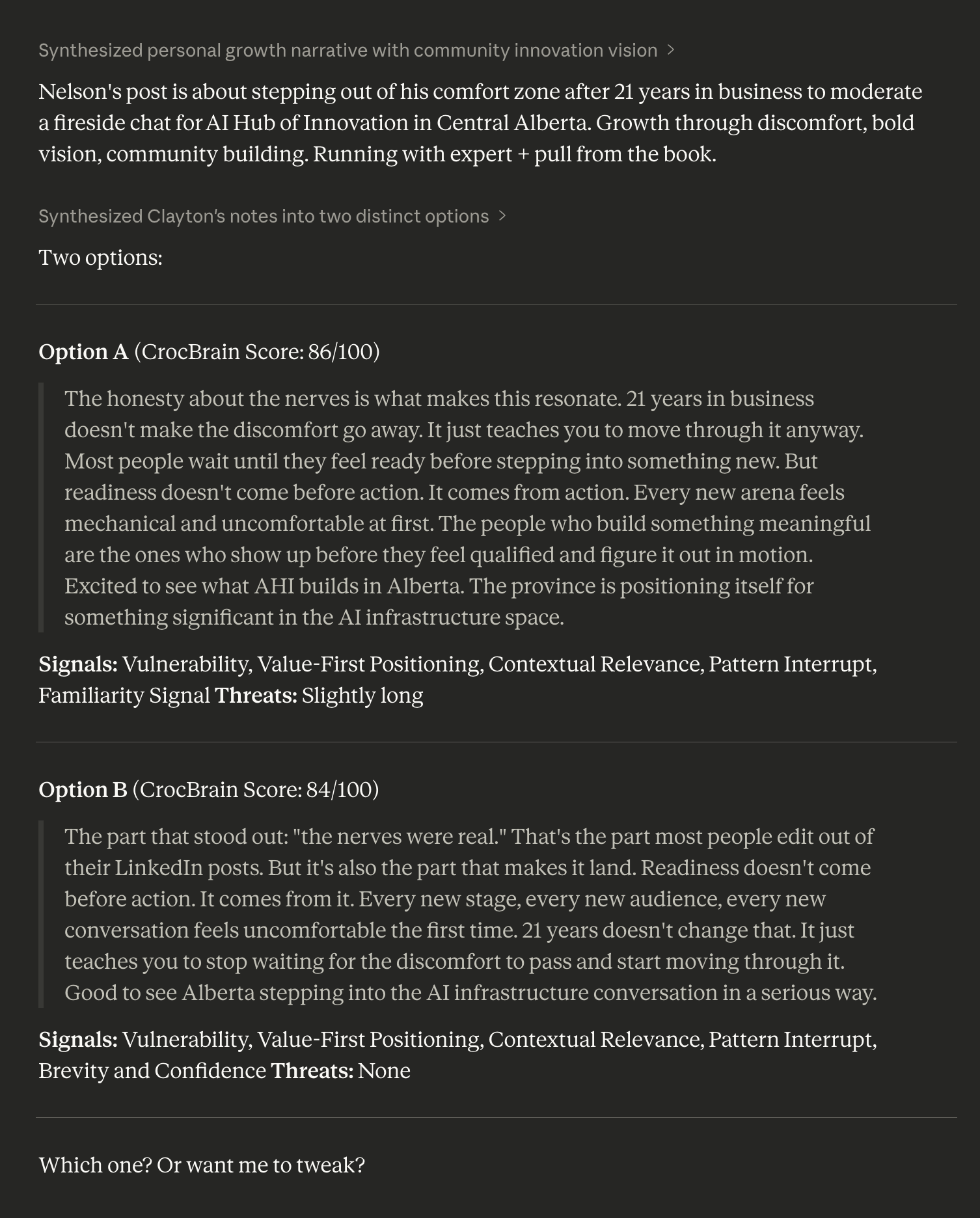 Cortivate comment variants with behavioral scoring and signal analysis